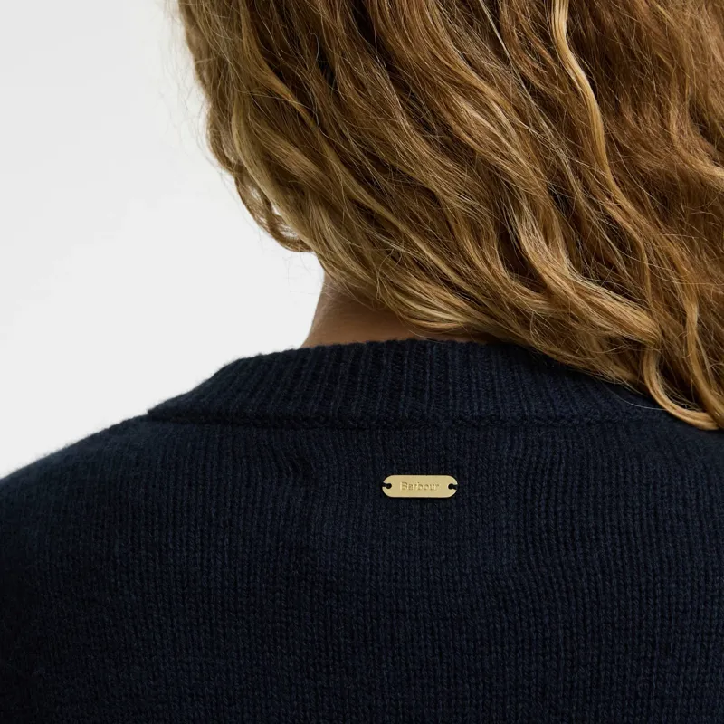 Barbour Woodhouse Cashmere Blend Knitted Cardigan in Navy-4