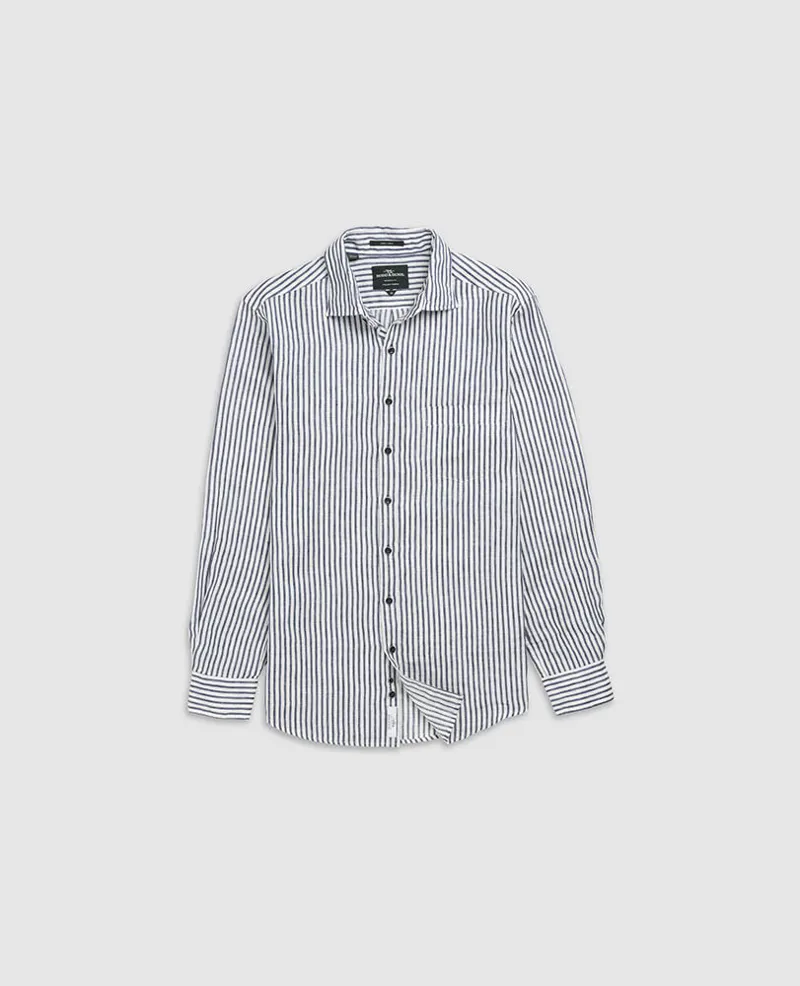 Rodd and Gunn Port Charles Linen Shirt Deep Ocean-6