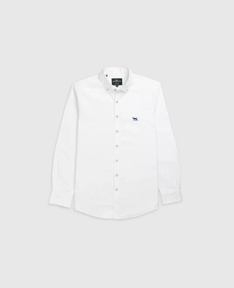 Rodd and Gunn Oxford Sports Fit Plain Shirt Snow-4