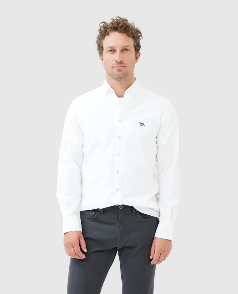 Rodd and Gunn Oxford Sports Fit Plain Shirt Snow-1