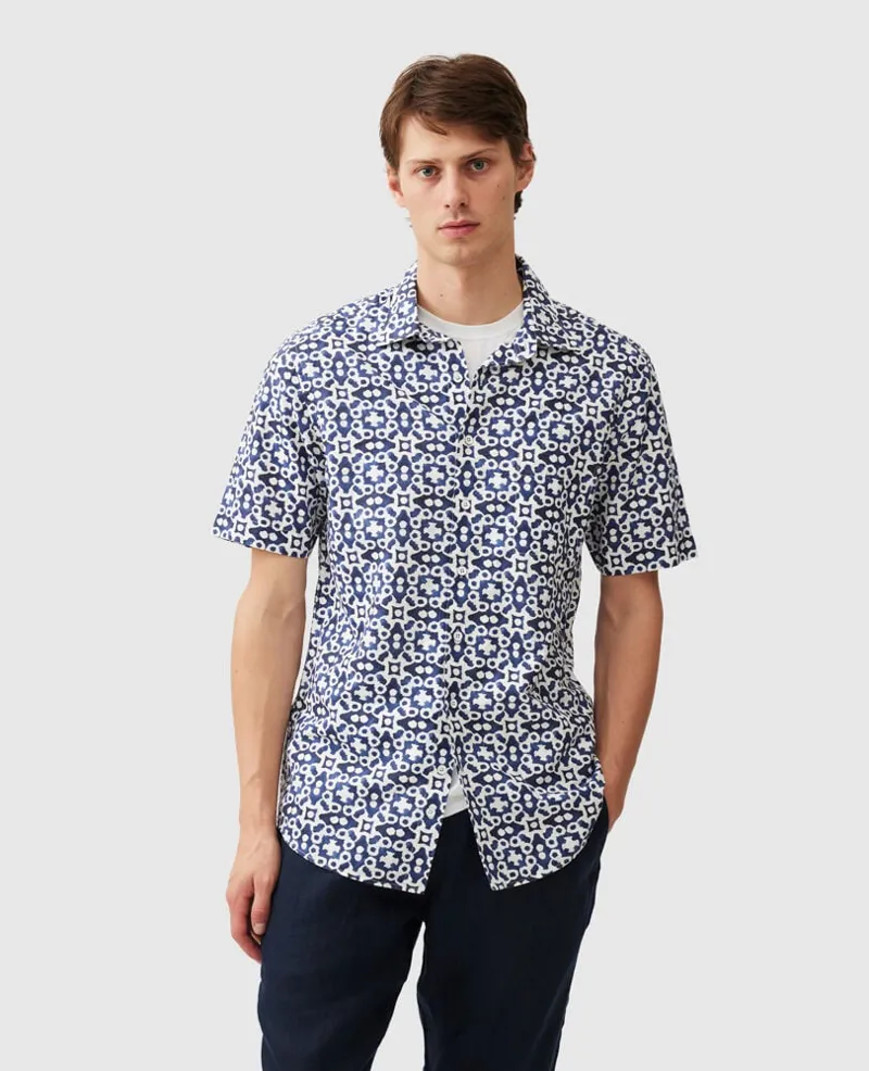 Rodd and Gunn Palliser Bay Short Sleeve Shirt Indigo-1