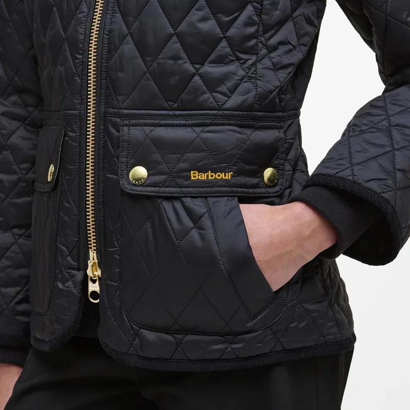 Barbour Beadnell Fitted Quilted Jacket in Black/Classic-5