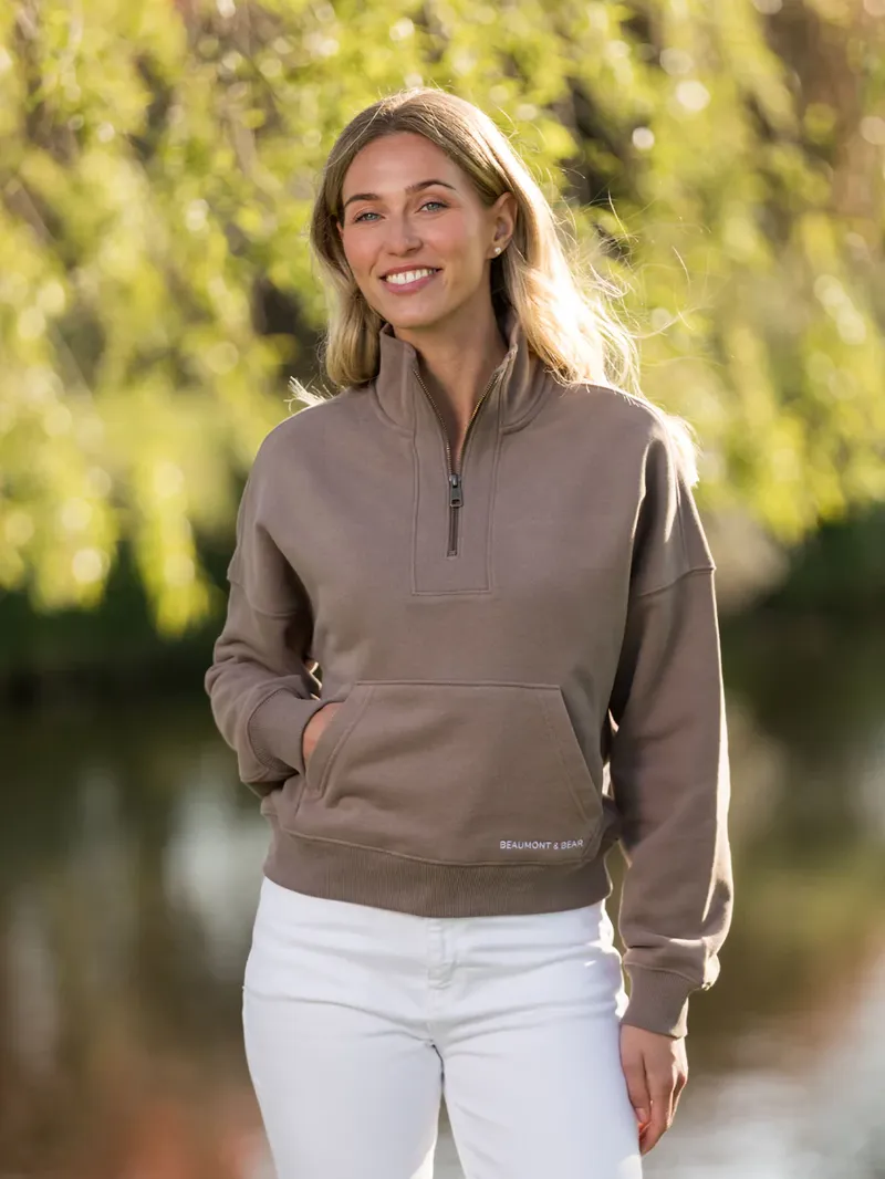 Beaumont and Bear Landscove Women's Pocketed Quarter Zip Otter