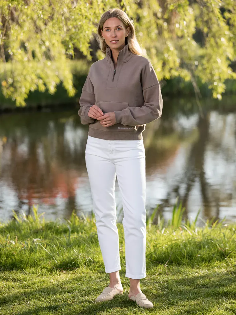 Beaumont and Bear Landscove Women's Pocketed Quarter Zip Otter-1