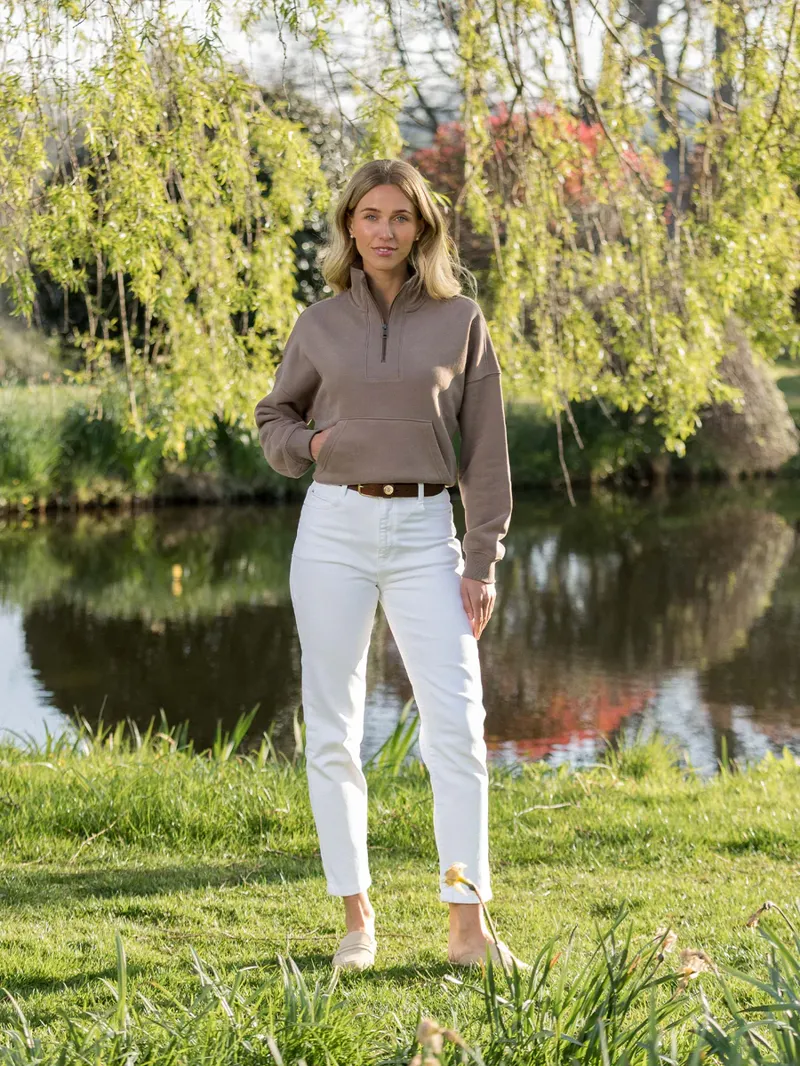 Beaumont and Bear Landscove Women's Pocketed Quarter Zip Otter-5