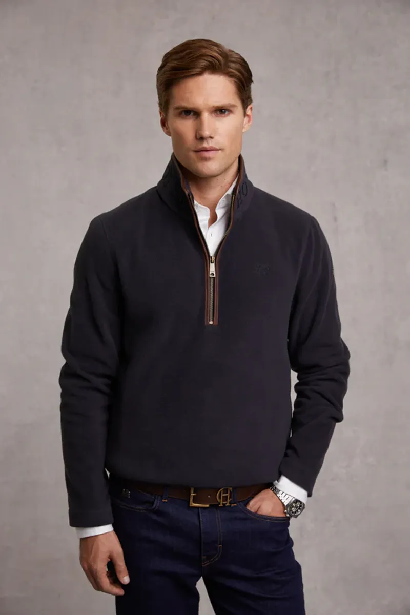 Holland Cooper Men's Country Fleece Quarter Zip Ink Navy-1