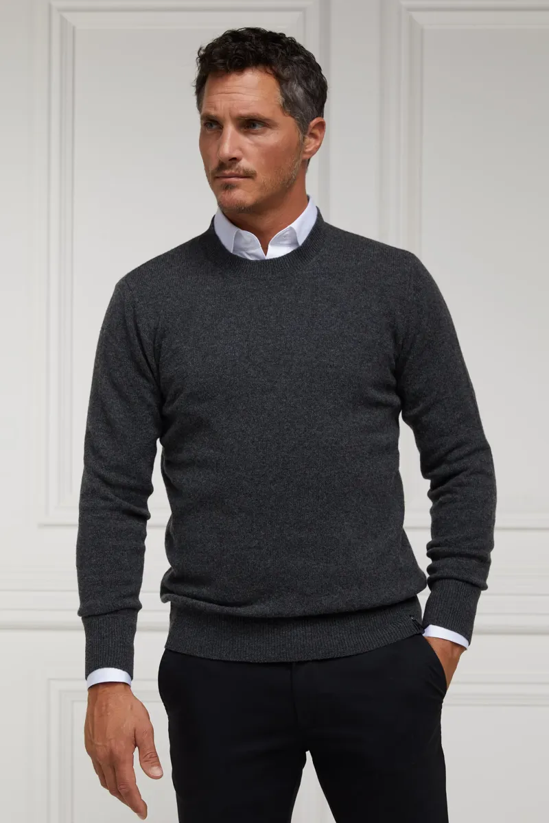Holland Cooper Byron Crew Neck Knit Charcoal-1