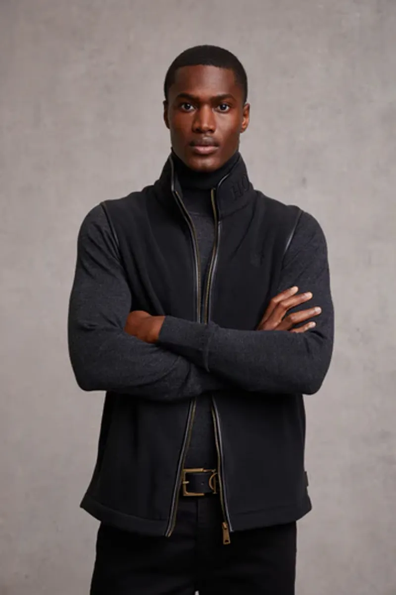 Holland Cooper Men's Country Fleece Gilet Black-2