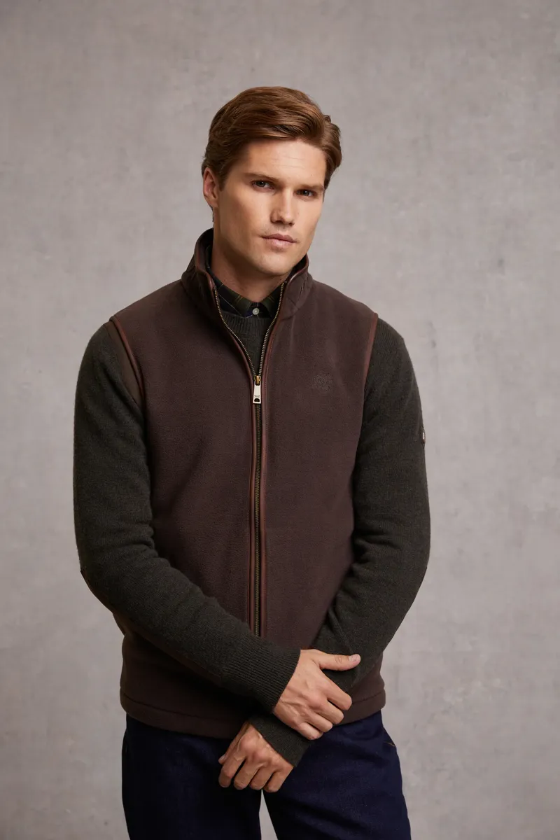 Holland Cooper Men's Country Fleece Gilet Chocolate-4
