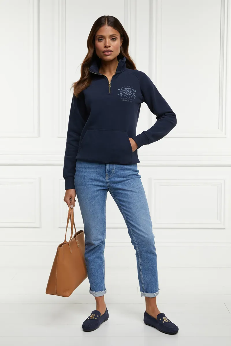 Holland Cooper Crest Zip Henley Ink Navy-2