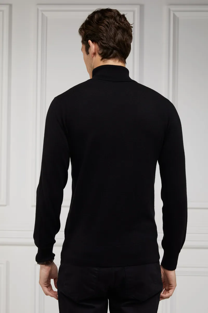 Holland Cooper Fine Roll Neck Knit Black-4