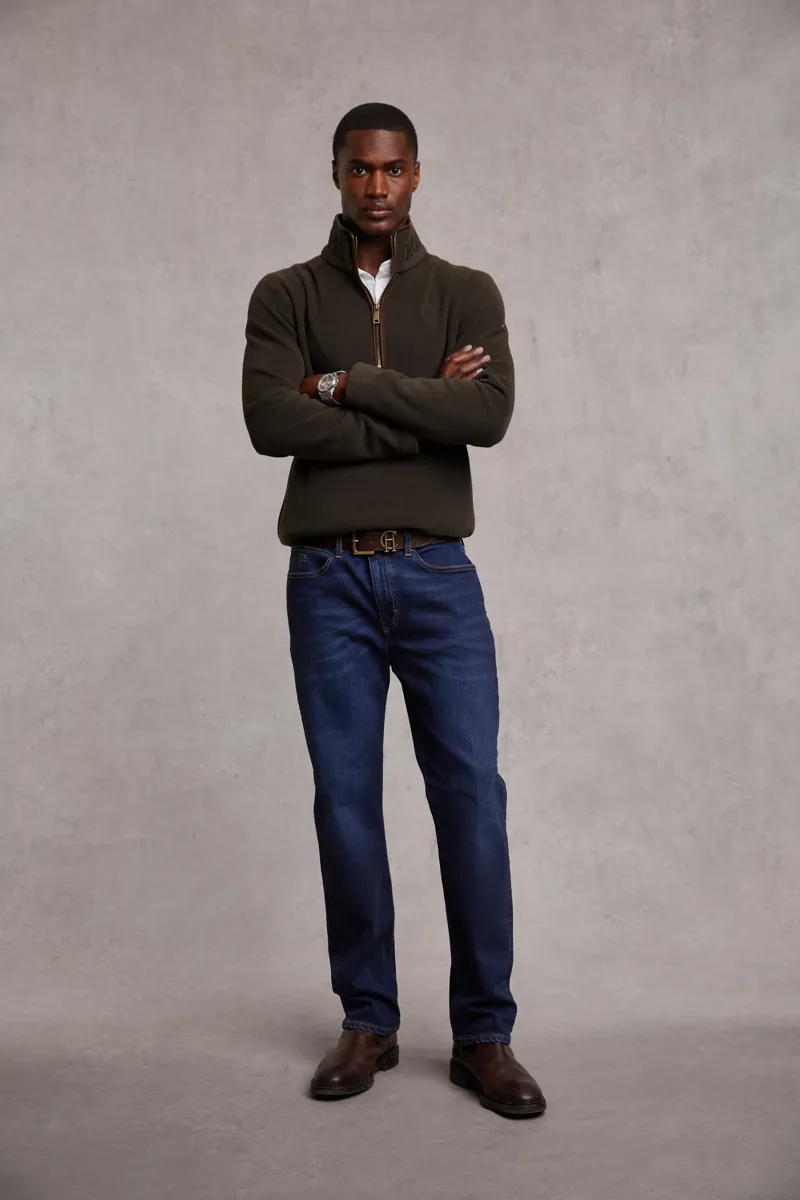 Holland Cooper Men's Country Fleece Quarter Zip Khaki-4