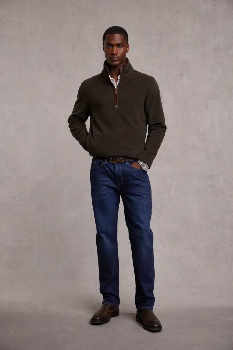 Holland Cooper Men's Country Fleece Quarter Zip Khaki-5