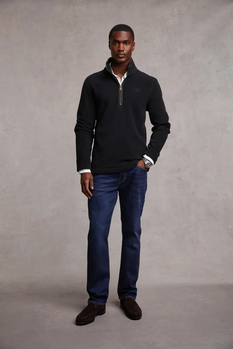 Holland Cooper Men's Country Fleece Quarter Zip Black-1