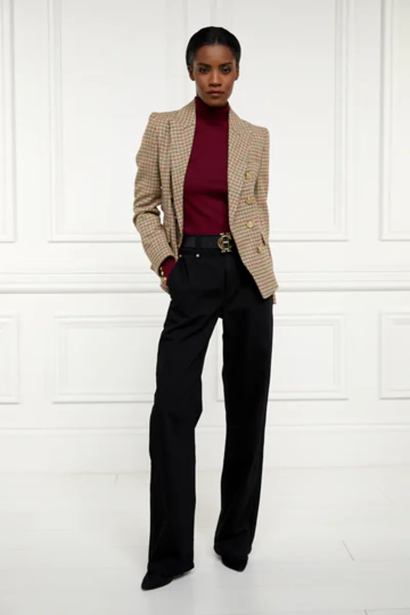 Holland Cooper Buttoned Knit Roll Neck Wine-3