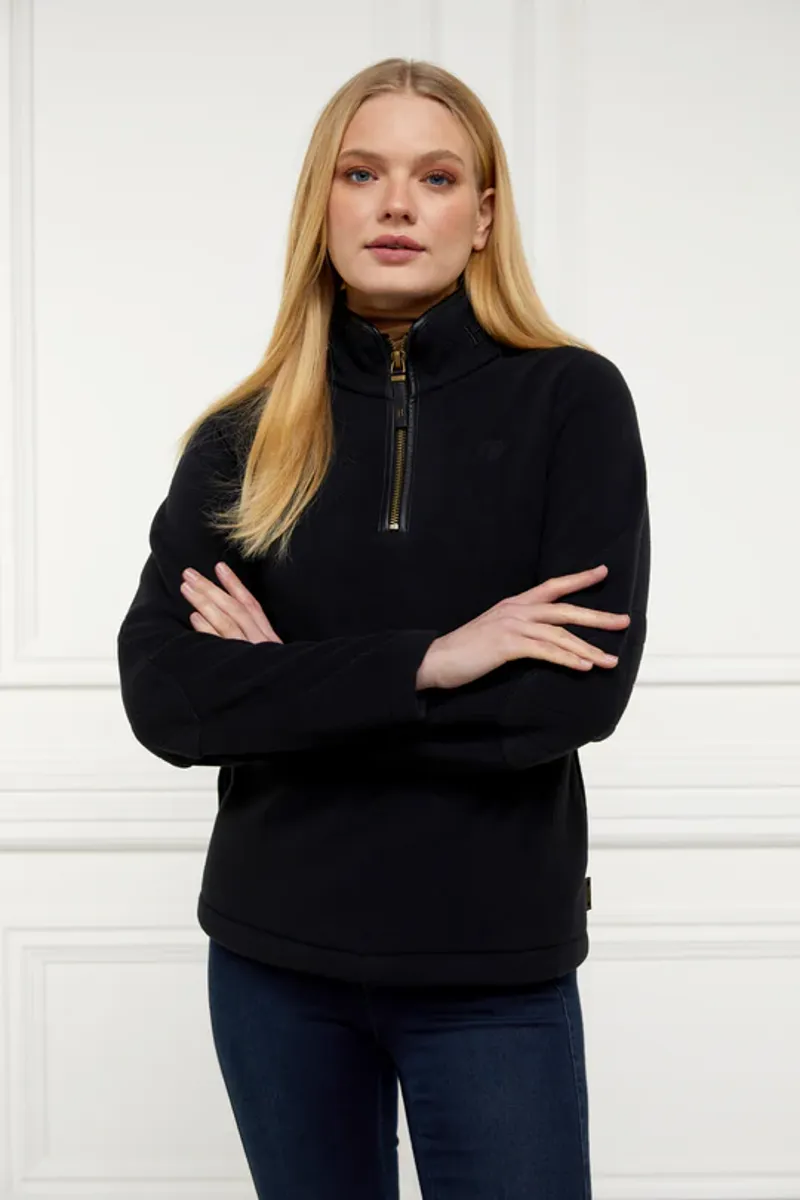 Holland Cooper Country Fleece Quarter Zip Black-1