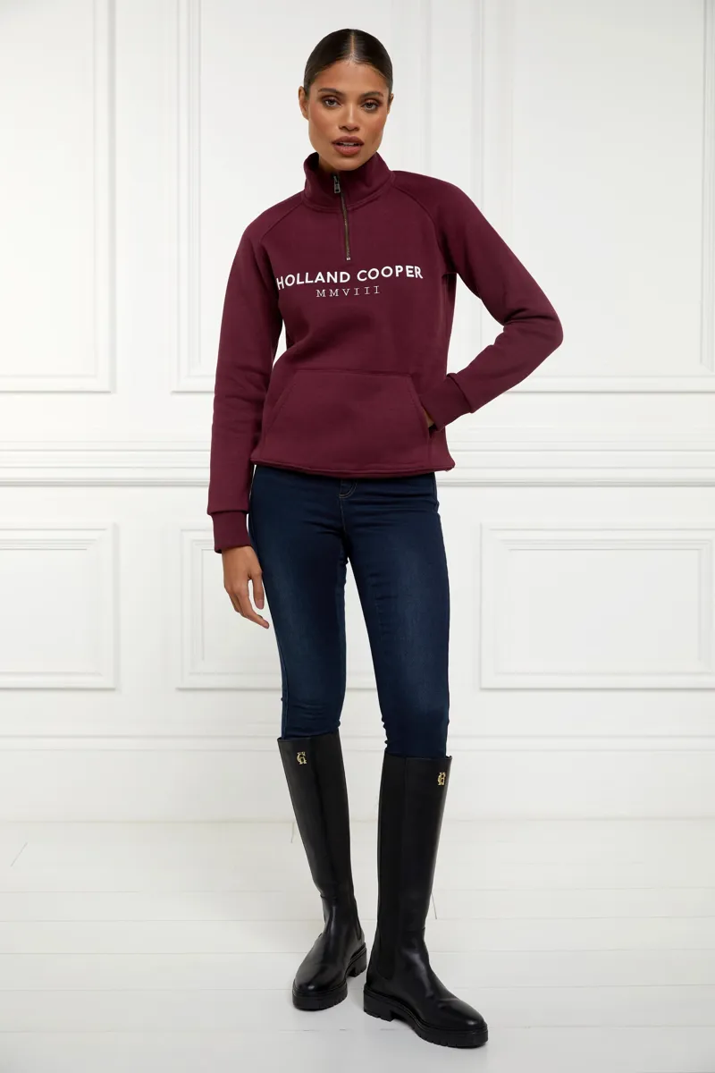 Holland Cooper Sporting Heritage Zip Henley Merlot-1