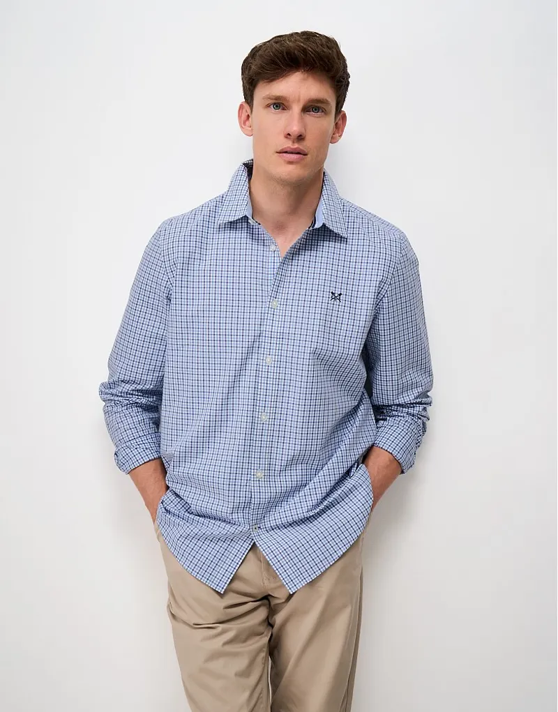 Crew Clothing Poplin Multi Check Classic Fit Shirt in Heritage White/Allure/Marlin-1