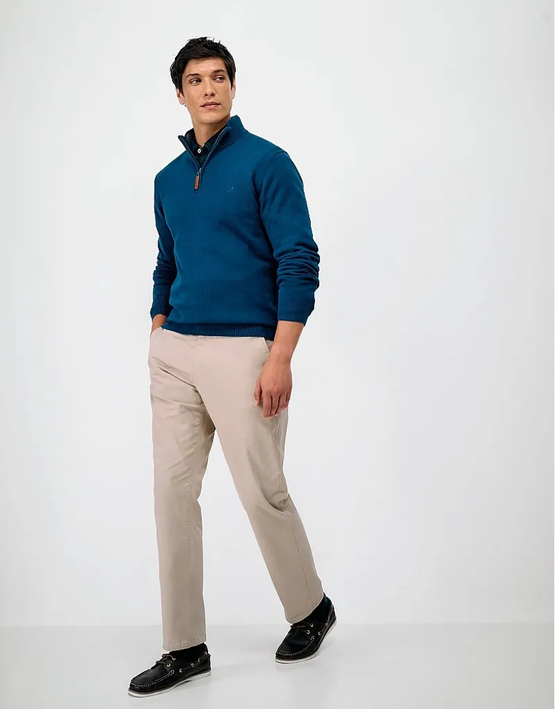 Crew Clothing Organic Cotton Half Zip Jumper in Poseidon-3