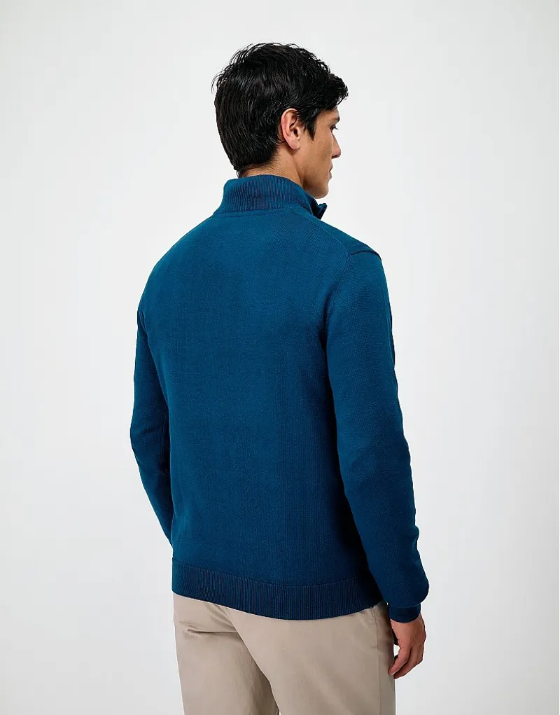 Crew Clothing Organic Cotton Half Zip Jumper in Poseidon-4