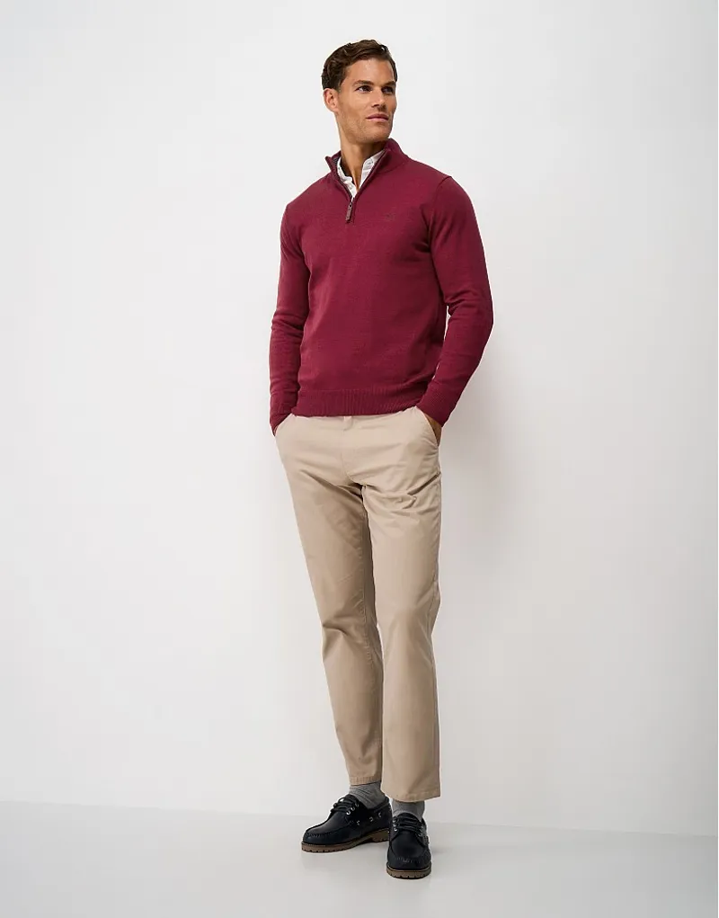 Crew Clothing Organic Cotton Half Zip Jumper in Rhododendrum Marl-3