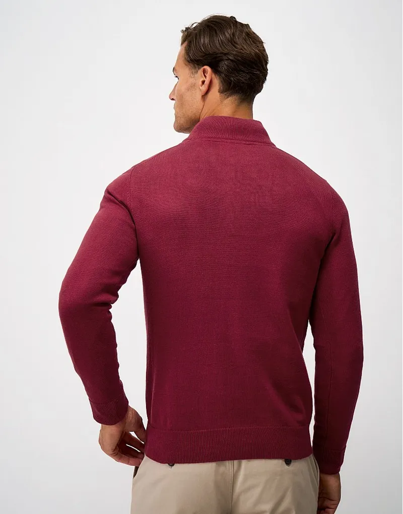 Crew Clothing Organic Cotton Half Zip Jumper in Rhododendrum Marl-4