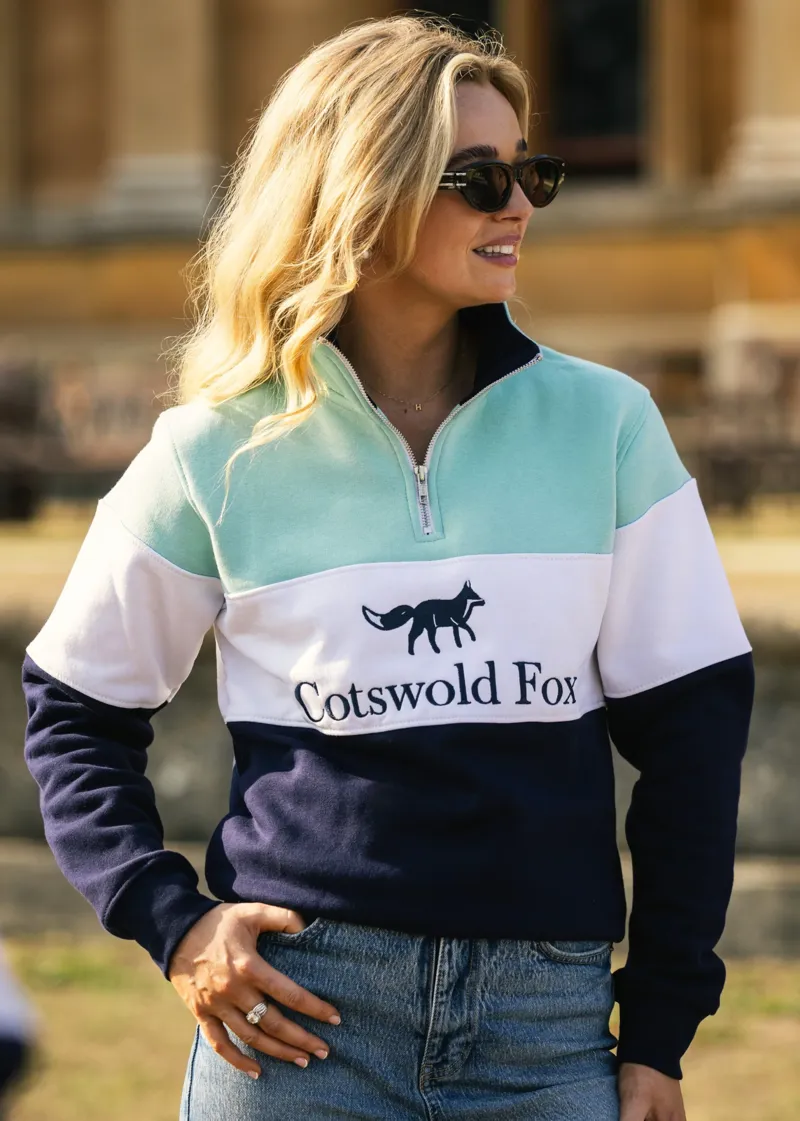 Cotswold Fox Cirencester 1/4 Zip Jumper in Mint-2