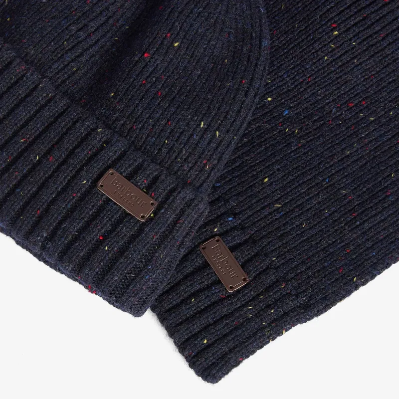 Barbour Carlton Fleck Beanie and Scarf Gift Set in Navy-4