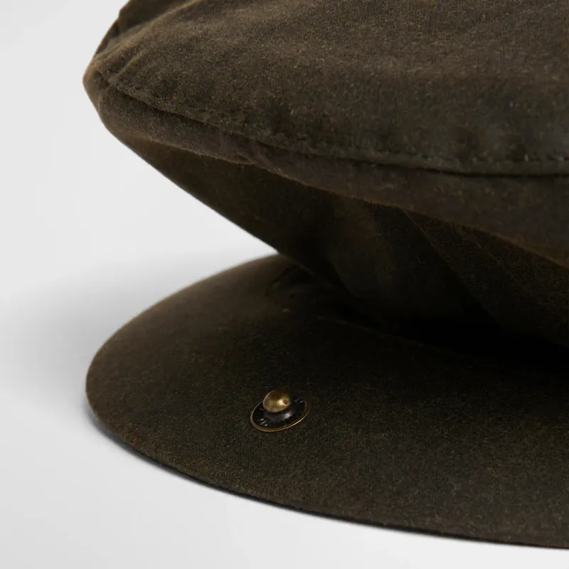 Barbour Waxed Flat Cap in Olive-2