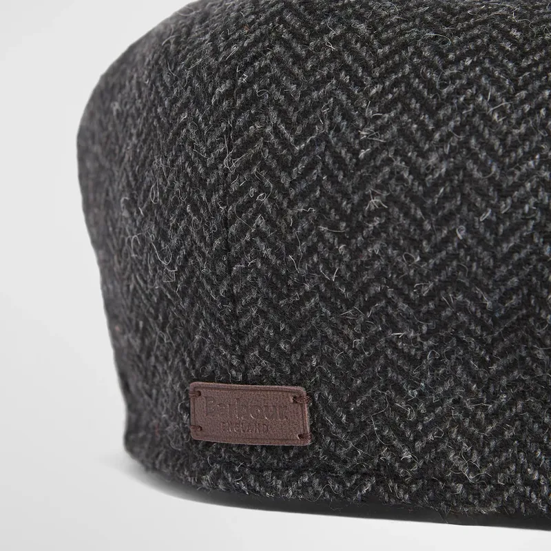 Barbour Fyne Tweed Baker Boy Cap in Charcoal Grey-2