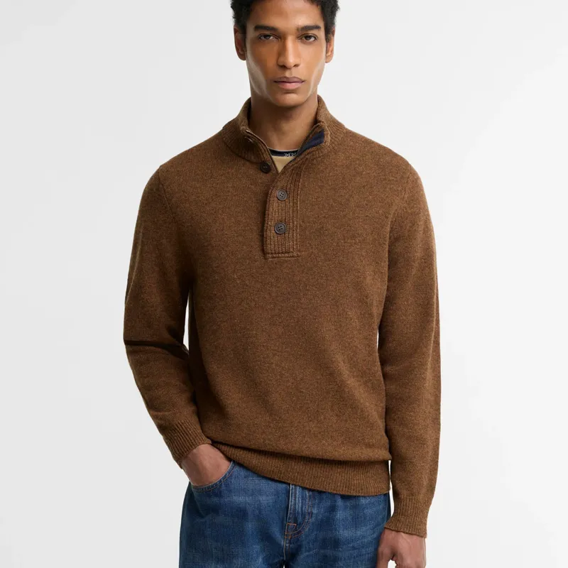 Barbour Essential Patch Half Zip Knitted Jumper in Bracken-1