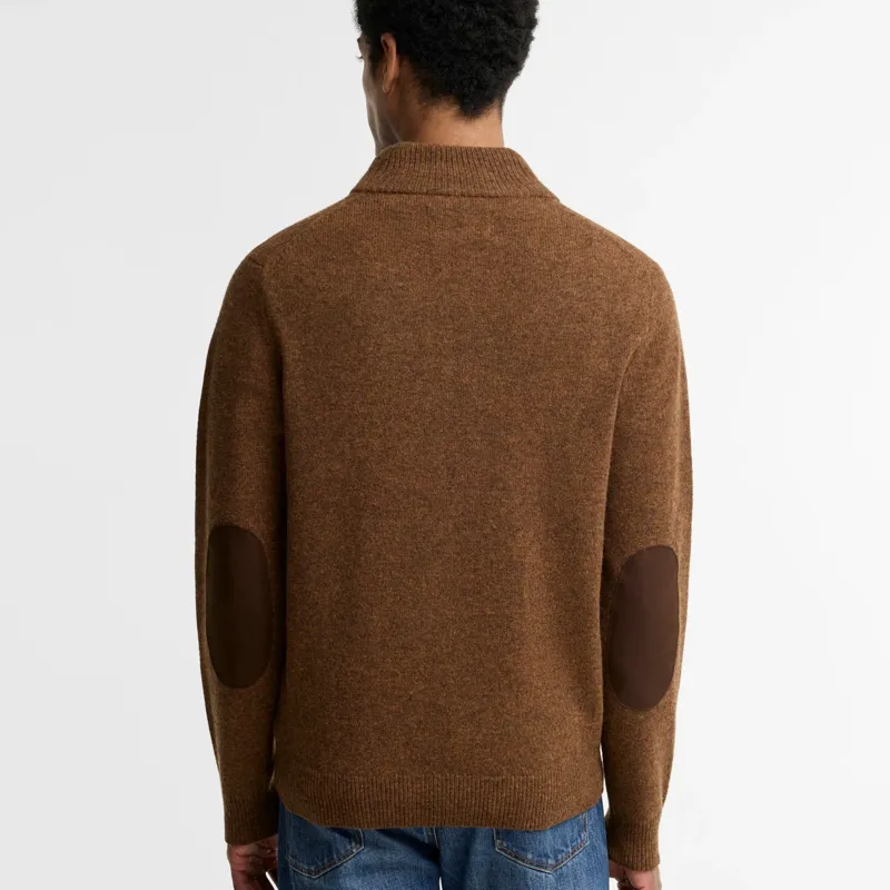 Barbour Essential Patch Half Zip Knitted Jumper in Bracken-3