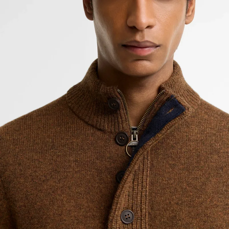 Barbour Essential Patch Half Zip Knitted Jumper in Bracken-4