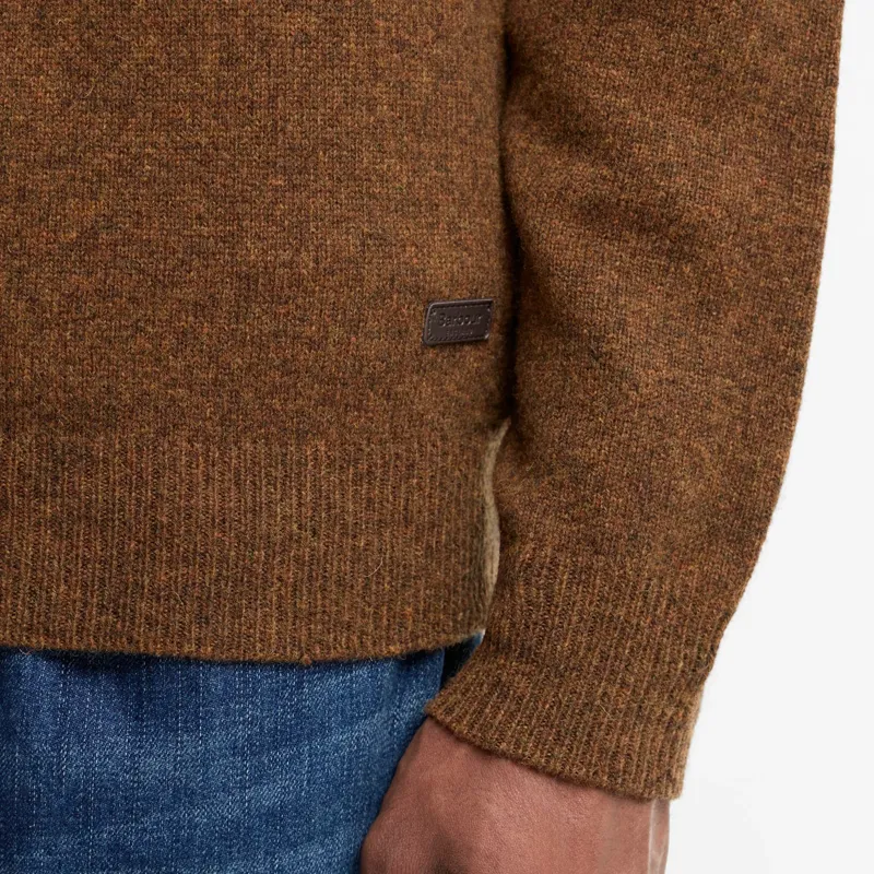 Barbour Essential Patch Half Zip Knitted Jumper in Bracken-5