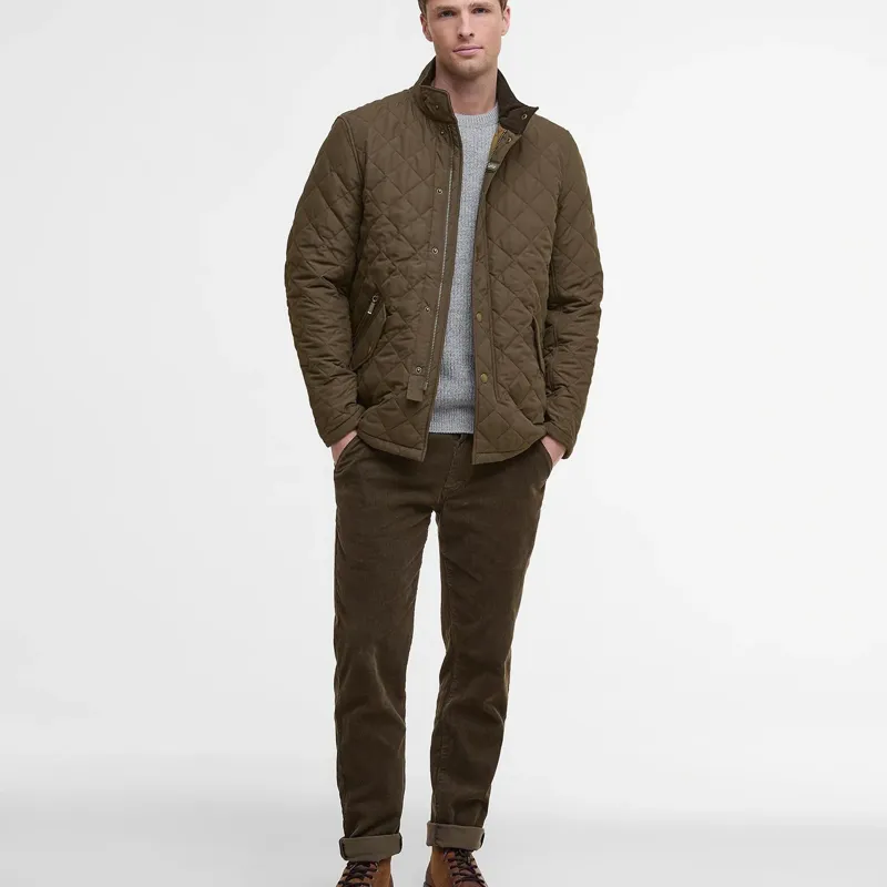 Barbour Shoveler Quilted Jacket in Dark Olive-3