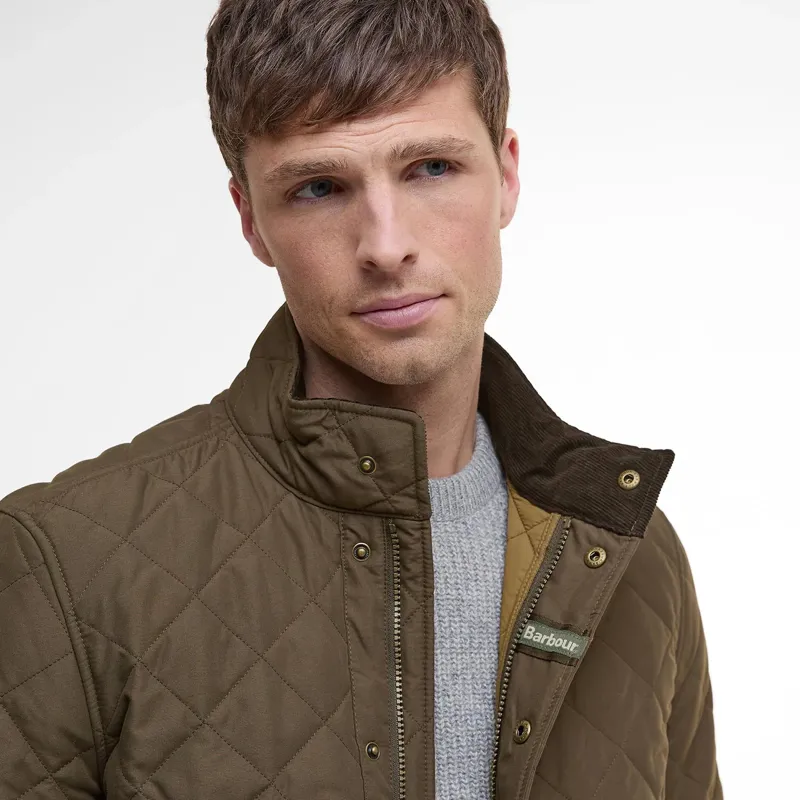 Barbour Shoveler Quilted Jacket in Dark Olive-4