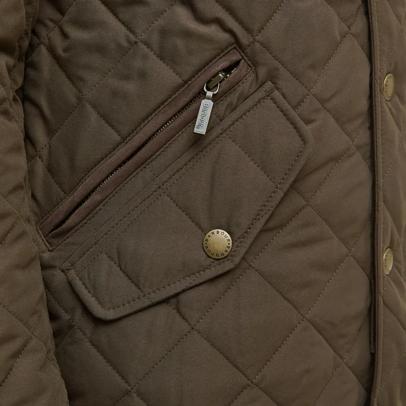 Barbour Shoveler Quilted Jacket in Dark Olive-9