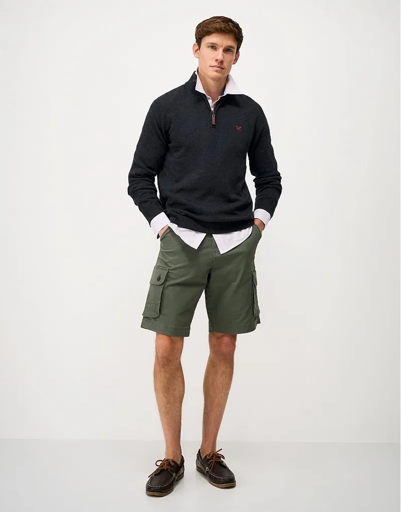 Crew Clothing Classic Half Zip Knit in Charcoal Marl-2