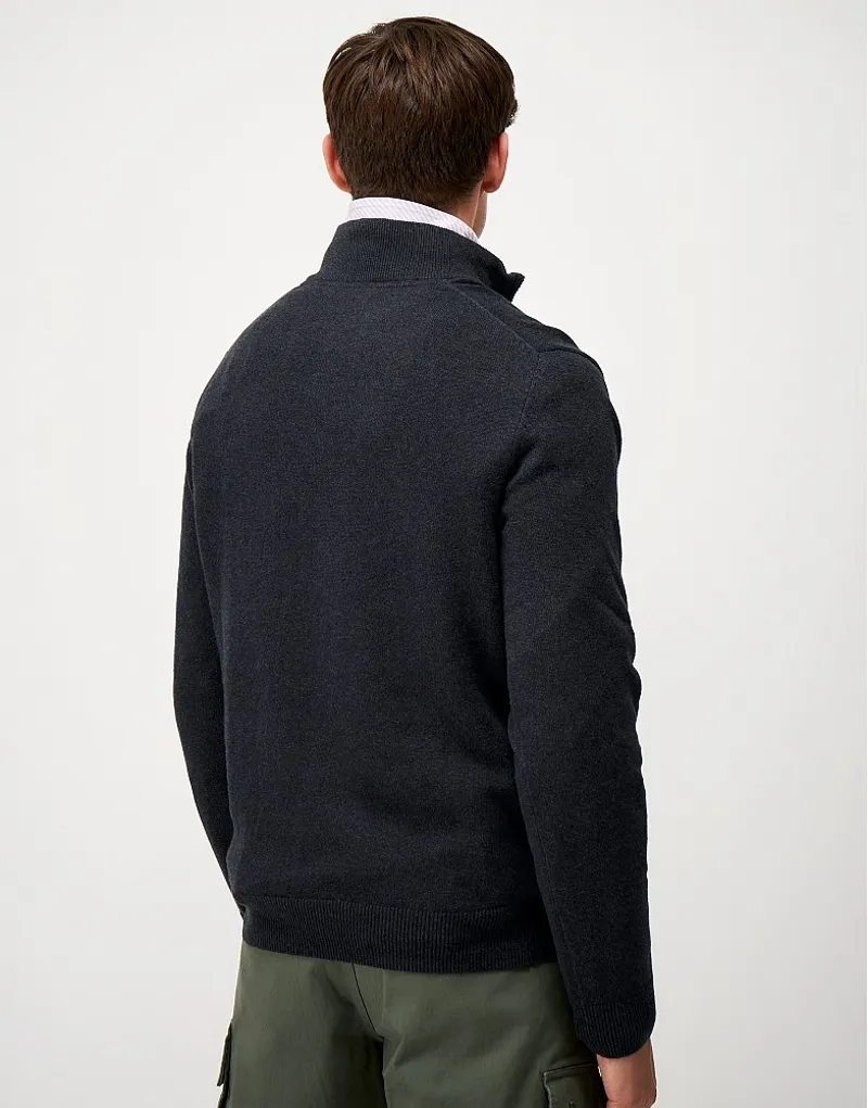 Crew Clothing Classic Half Zip Knit in Charcoal Marl-4