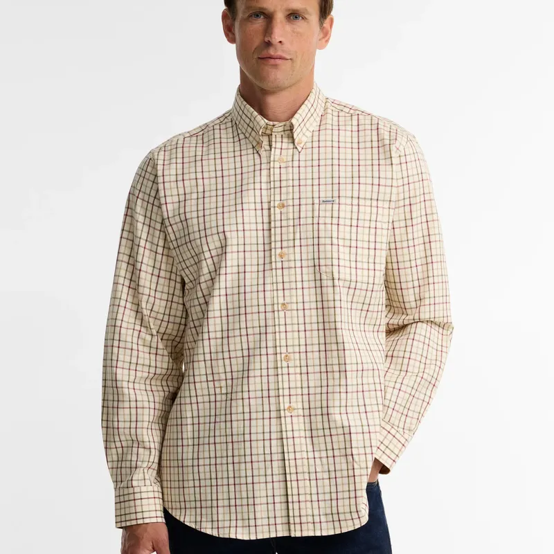 Barbour Sporting Tattersall Men's Regular Fit Shirt in Red/Khaki-1
