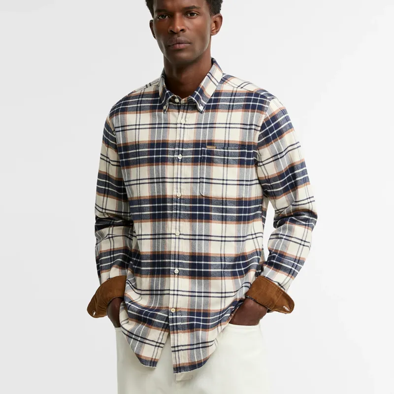 Barbour Portdown Tailored Checked Shirt in Ecru-1