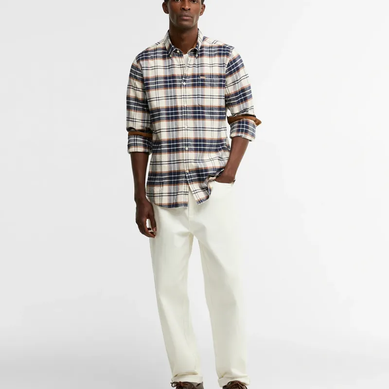 Barbour Portdown Tailored Checked Shirt in Ecru-3