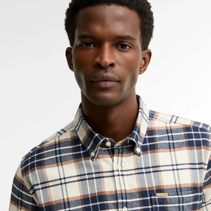 Barbour Portdown Tailored Checked Shirt in Ecru-4