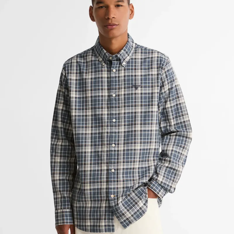 Barbour Mosswood Tailored Fit Checked Shirt in Navy-1