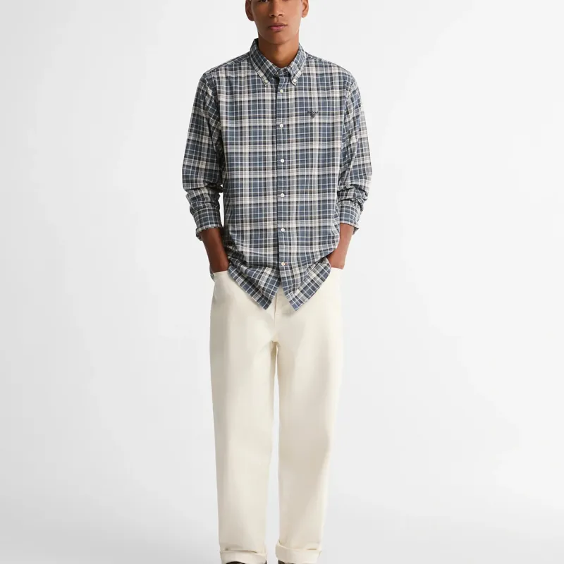 Barbour Mosswood Tailored Fit Checked Shirt in Navy-4