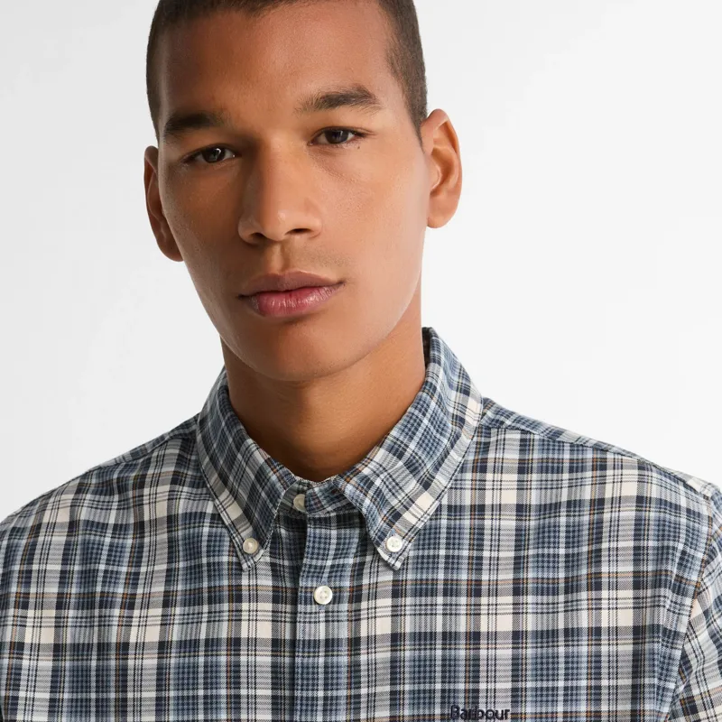 Barbour Mosswood Tailored Fit Checked Shirt in Navy-3