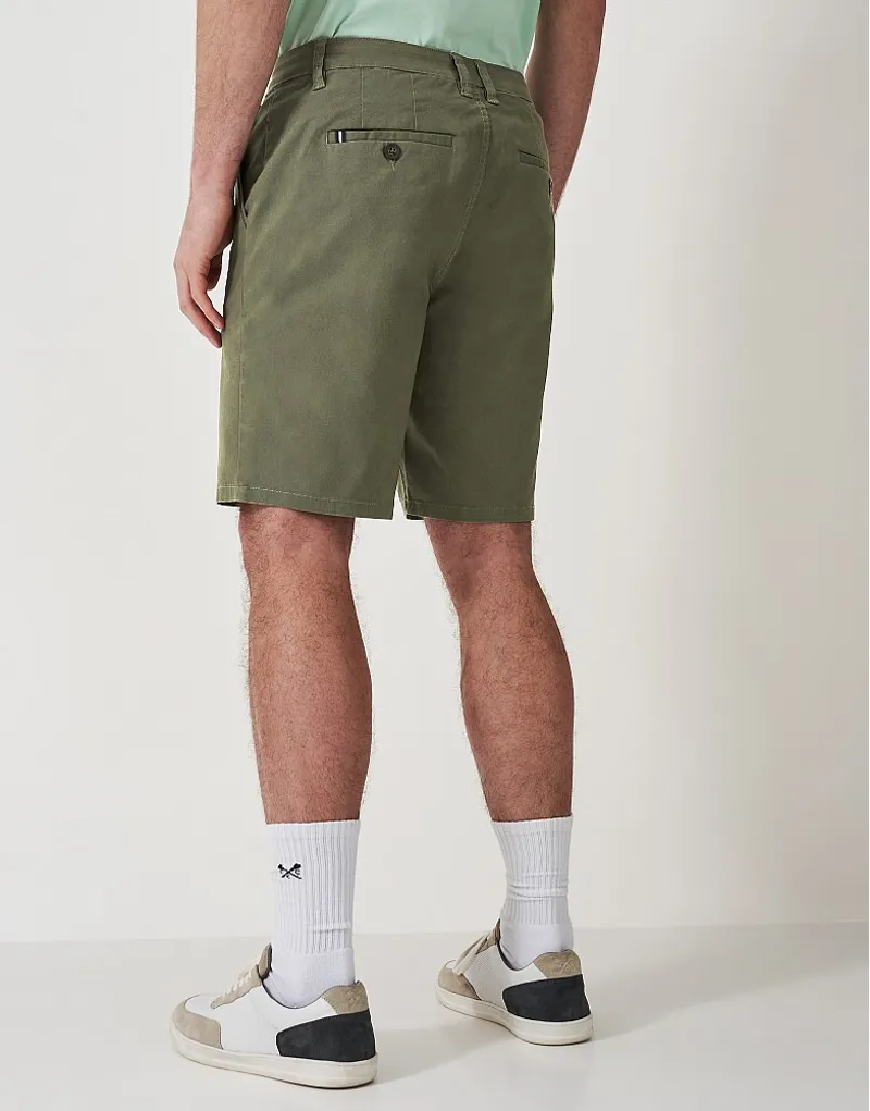 Crew Clothing Bermuda Chino Stretch Shorts in Heritage Olive-4