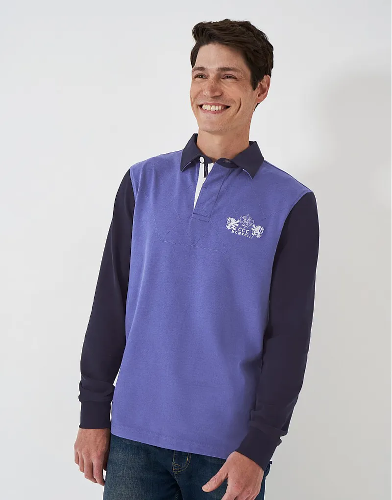 LS Contrast Sleeve Quilted Rugby Blue/Dark Navy-1