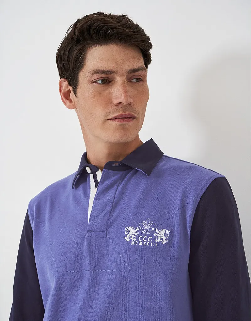 LS Contrast Sleeve Quilted Rugby Blue/Dark Navy-2