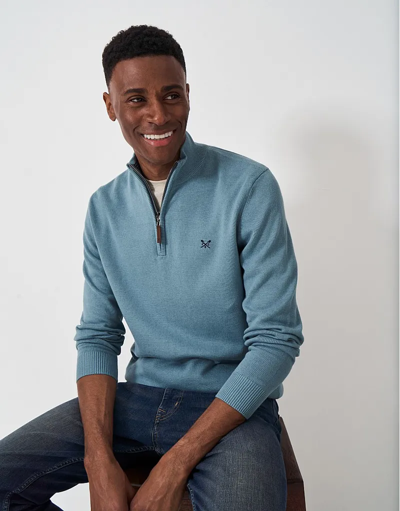 Crew Classic Half Zip Knit Smoke Blue-1